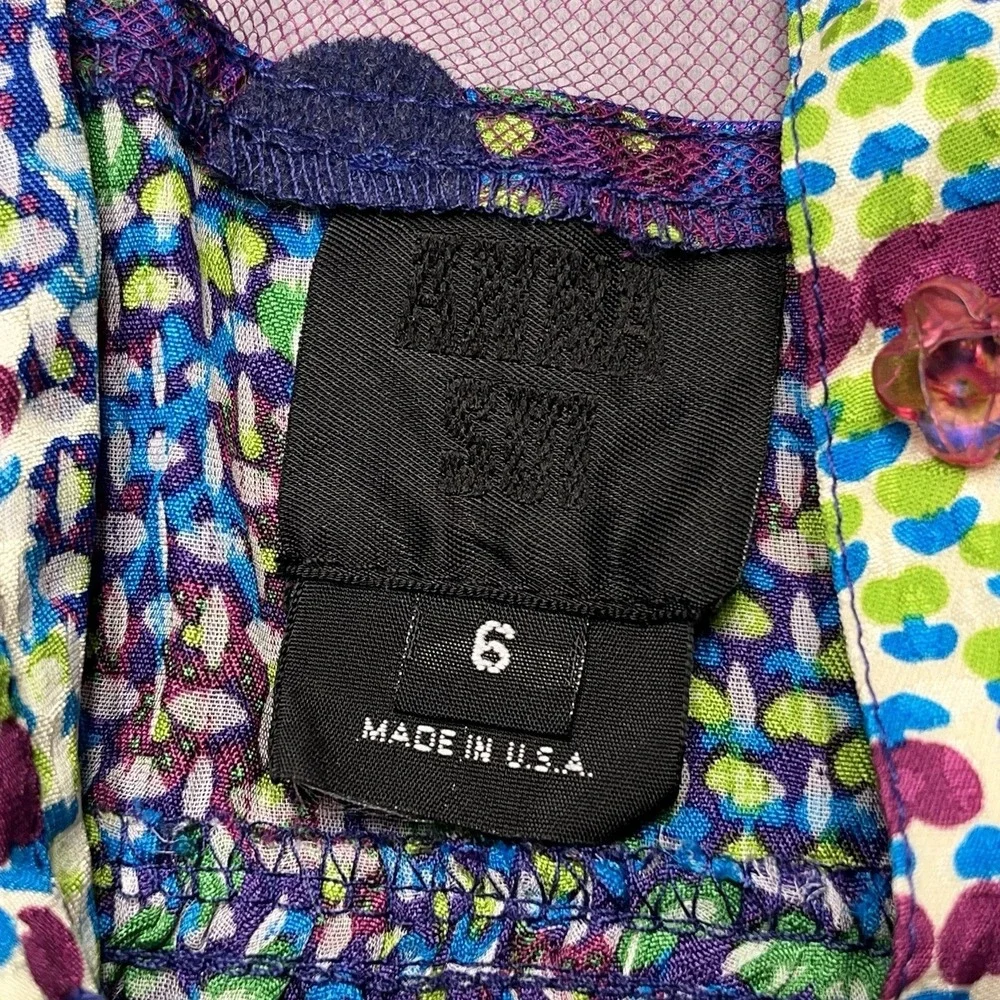 Anna Sui Flowering Fields Lace Mini Dress Kaftan Size‎ 6 Floral Boho Ruffle